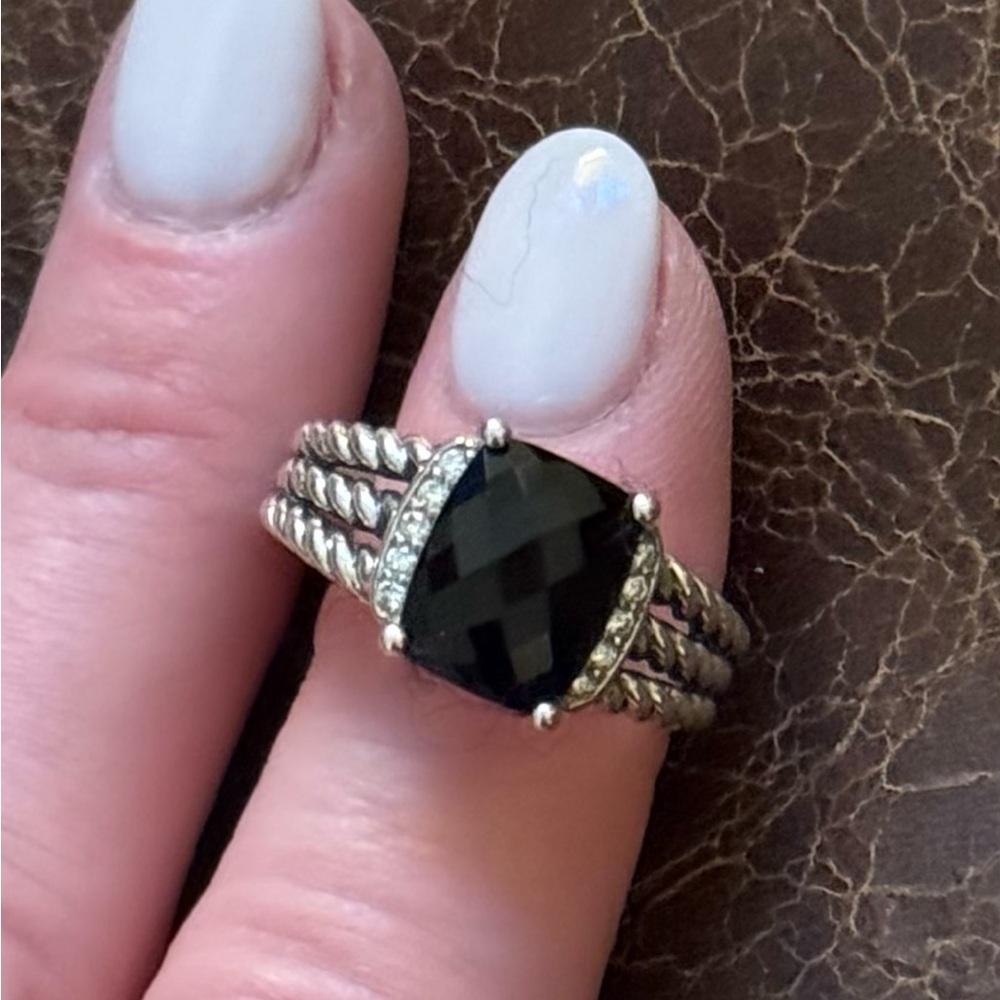 David Yurman petit Wheaton Ring - onyx and diamond.